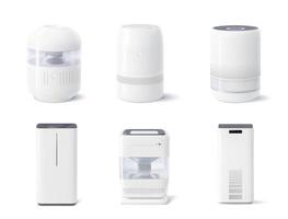 Realistic air purifier, 3d set of devices vector