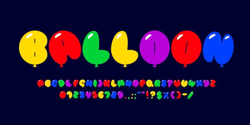 Balloon font, bubble typeface, party ABC type