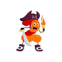 Cartoon math number two pirate with torch in hand vector