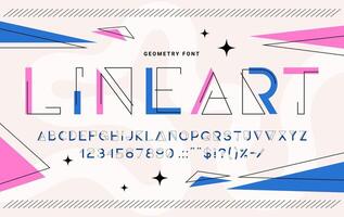 Modern geometric line font, abstract ABC type vector
