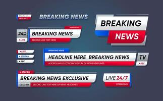 Breaking news, lower third header banners set vector