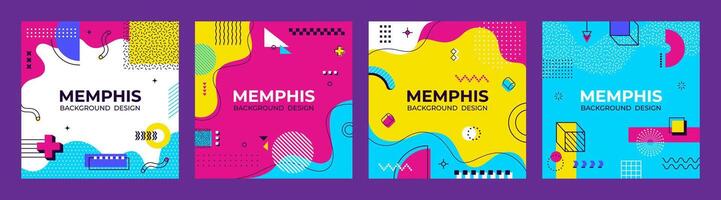 Square cover background, Memphis abstract design vector