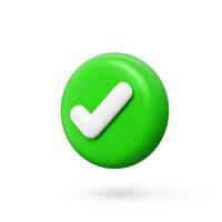 3d check icon, checklist tick, done mark vector