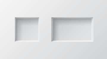 3d wall niches. Realistic two empty boxes vector