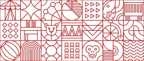 Modern circus line geometric pattern grid vector