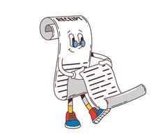 Retro groovy purchase receipt character y2k scroll vector