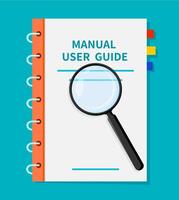 User guide, guidebook manual instruction book vector