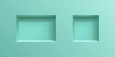 3D wall niches, realistic two empty boxes vector