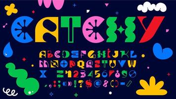 Modern brutal font, geometric Swiss or Y2K type vector