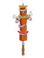 Kebab retro groovy barbeque grill character vector