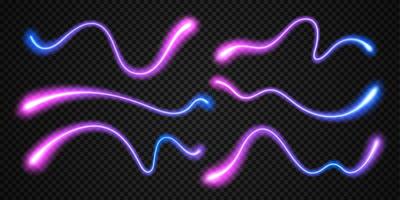 Neon wave swoosh, laser rays, lines, glow effect vector