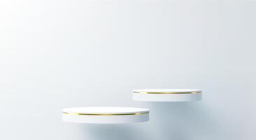 White podium stage and platform with golden frames vector