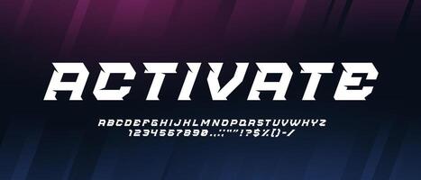 Sport car font, dynamic type letters and numbers vector