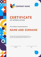 Certificate template memphis geometric background vector