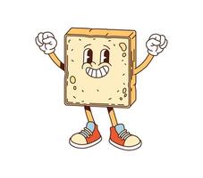Toast groovy breakfast slice of bread character vector
