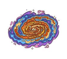 Retro groovy galaxy. Isolated cartoon space swirl vector
