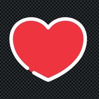 Heart line icon. Red heart outline on dark background. illustration vector