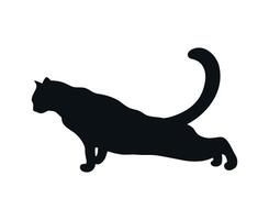 Stretching cat silhouette isolated on white background. Feline shadow. illustration vector