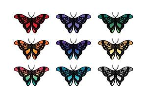 Set of different colored butterflies. Hand drawn butterflies with gradient colors. illustration vector