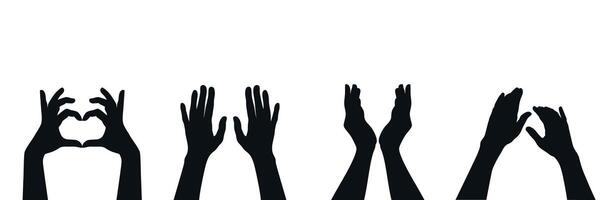 Set of two hands gestures silhouettes. Set of different hand gestures. illustration vector