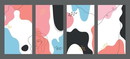 Social media creative templates set. Post and story backgrounds with different abstract shapes. Editable. illustration vector