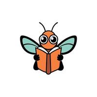 Atlas Moth butterfly reading icon illustration vector