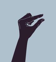 Measuring hand. Human hand showing size gesture. Hand showing small amount. illustration vector