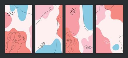 Abstract social media creative templates set. Post and story backgrounds different shapes. Editable. illustration vector