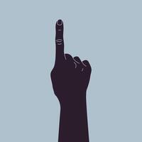 Hand with index finger. Raised hand with pointing finger. illustration vector
