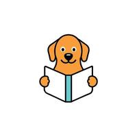 Australian Retriever dog reading icon illustration vector