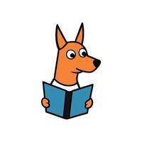 Austrian Pinscher dog reading icon illustration vector