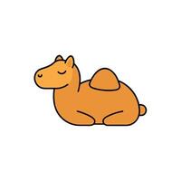 Bactrian Camel sleeps icon illustration vector