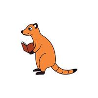 Banded Mongoose learns icon illustration vector