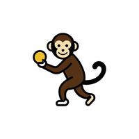 Barbary Macaque monkey play icon illustration vector