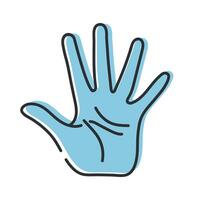 Raised human hand line icon. Open palm of a hand isolated on white background. Salute gesture. illustration vector