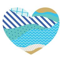 Heart made of different patterns. Heart made of patches with various ornament like polka and zigzag. Heart decoration. illustration vector