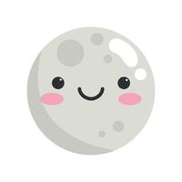 Cute cartoon smiling moon character. Childish style. Moon icon. illustration vector