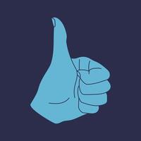 Hand with thumb up isolated on a blue background. Approve and like symbol. illustration vector
