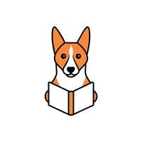 Basenji Dog reading icon illustration vector