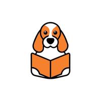 Bassador dog reading icon illustration vector