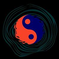 Yin and yang in fire style vector