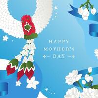 mother's day blue invitation with jasmine for square design vector