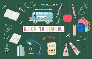 back to school white line object with stationery.illustration for icon,clip art vector
