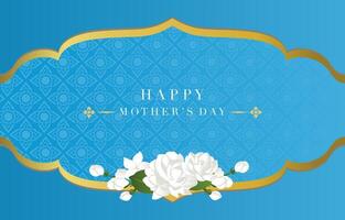 mother's day blue invitation with jasmine for horizontal design vector