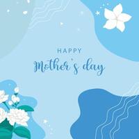 mother's day blue invitation with jasmine for square design vector