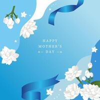 mother's day blue invitation with jasmine for square design vector