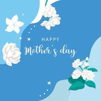 mother's day blue invitation with jasmine for square design vector