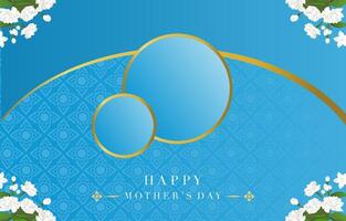 mother's day blue invitation with jasmine for horizontal design vector