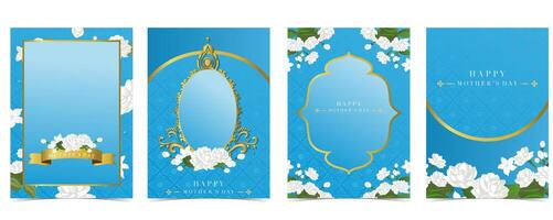 mother's day blue invitation with jasmine for a4 vertical design vector
