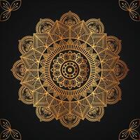 Decorative mandala pattern design in gold color vector